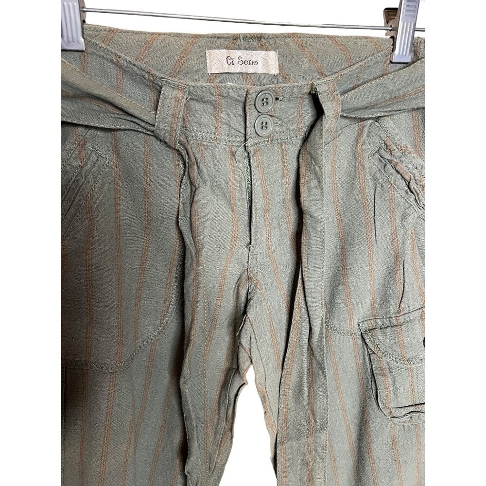 Ci Sono Women’s capris green orange cargo linen summer - Picture 2 of 10